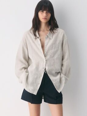 Aritizia oversized linen shirt, Undyed Ecru, size M